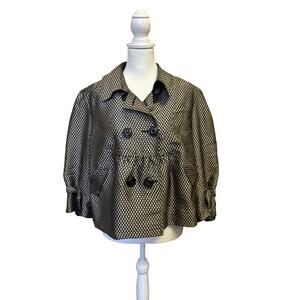 apt 9 womens cropped double breasted jacket geometric print retro mod XL